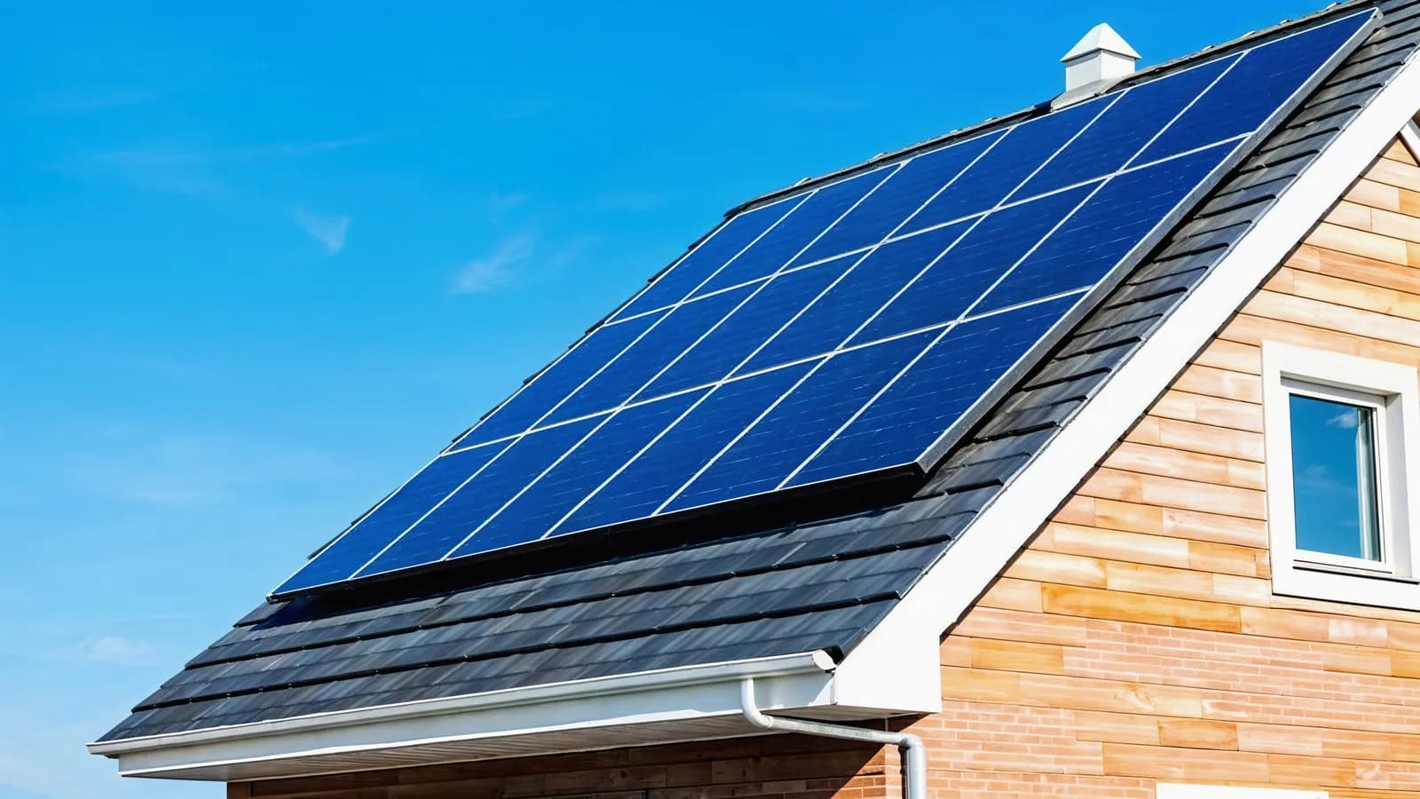Pannelli fotovoltaici sul tetto di un'abitazione efficientata energeticamente